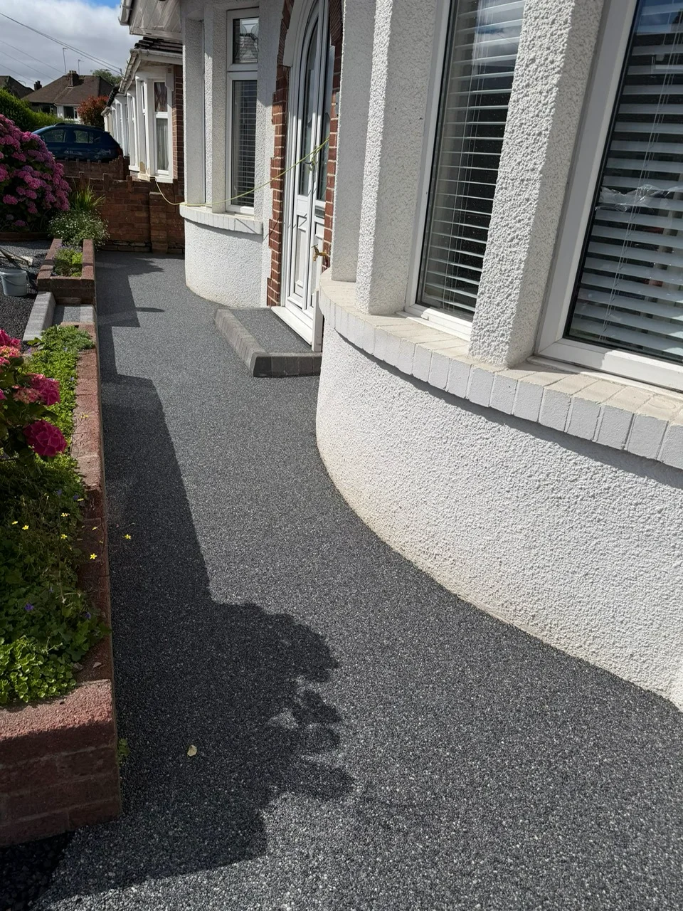 dark grey marble rear resin pathway in Rhiwbina Cardiff