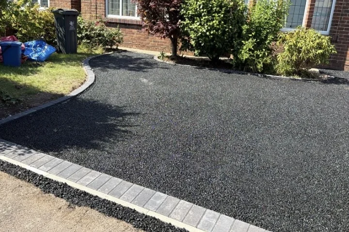 The new tarmac substrate, compacted and ready for the resin bound finish, Rhiwbina, Cardiff 
