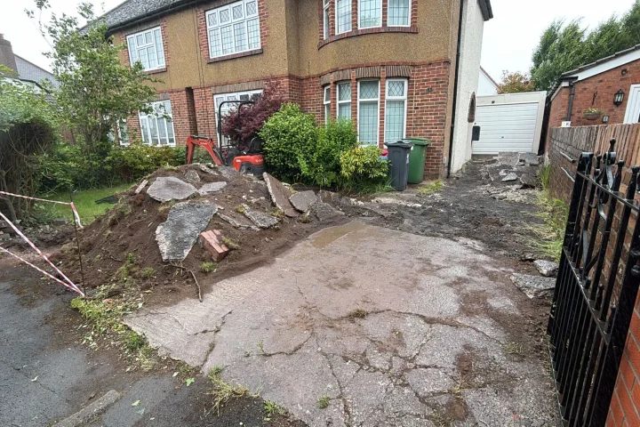 The old concrete driveway broken out and removed, Rhiwbina, Cardiff 