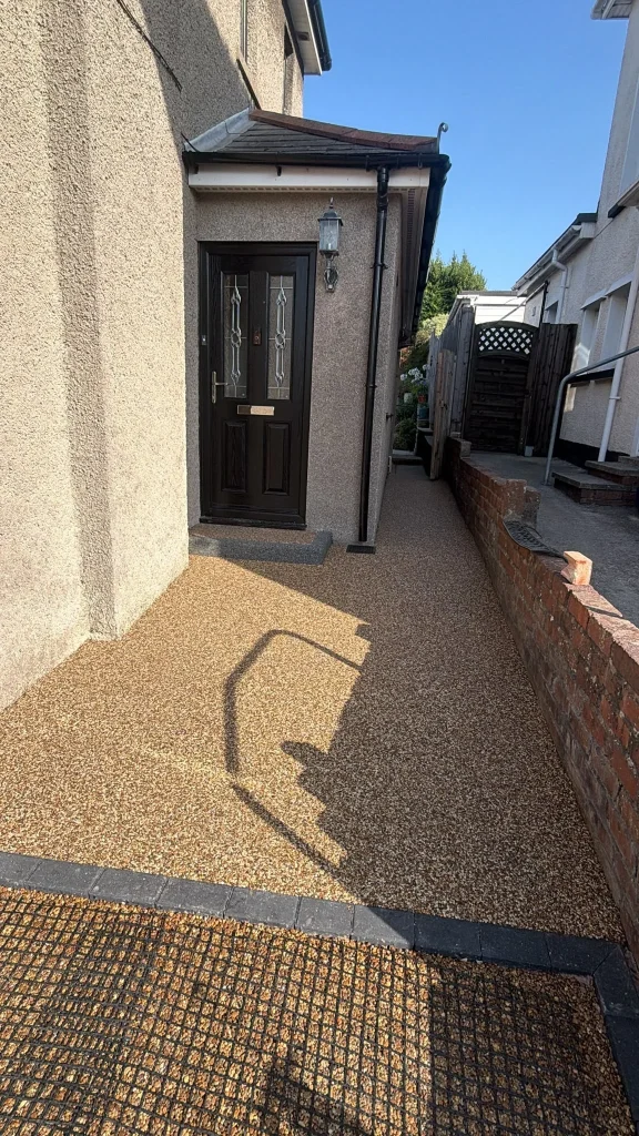 Side of house resin pathway and step finished on Bridgend project