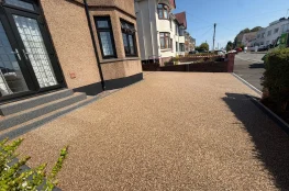 harvest gold resin drive in Bridgend - side view
