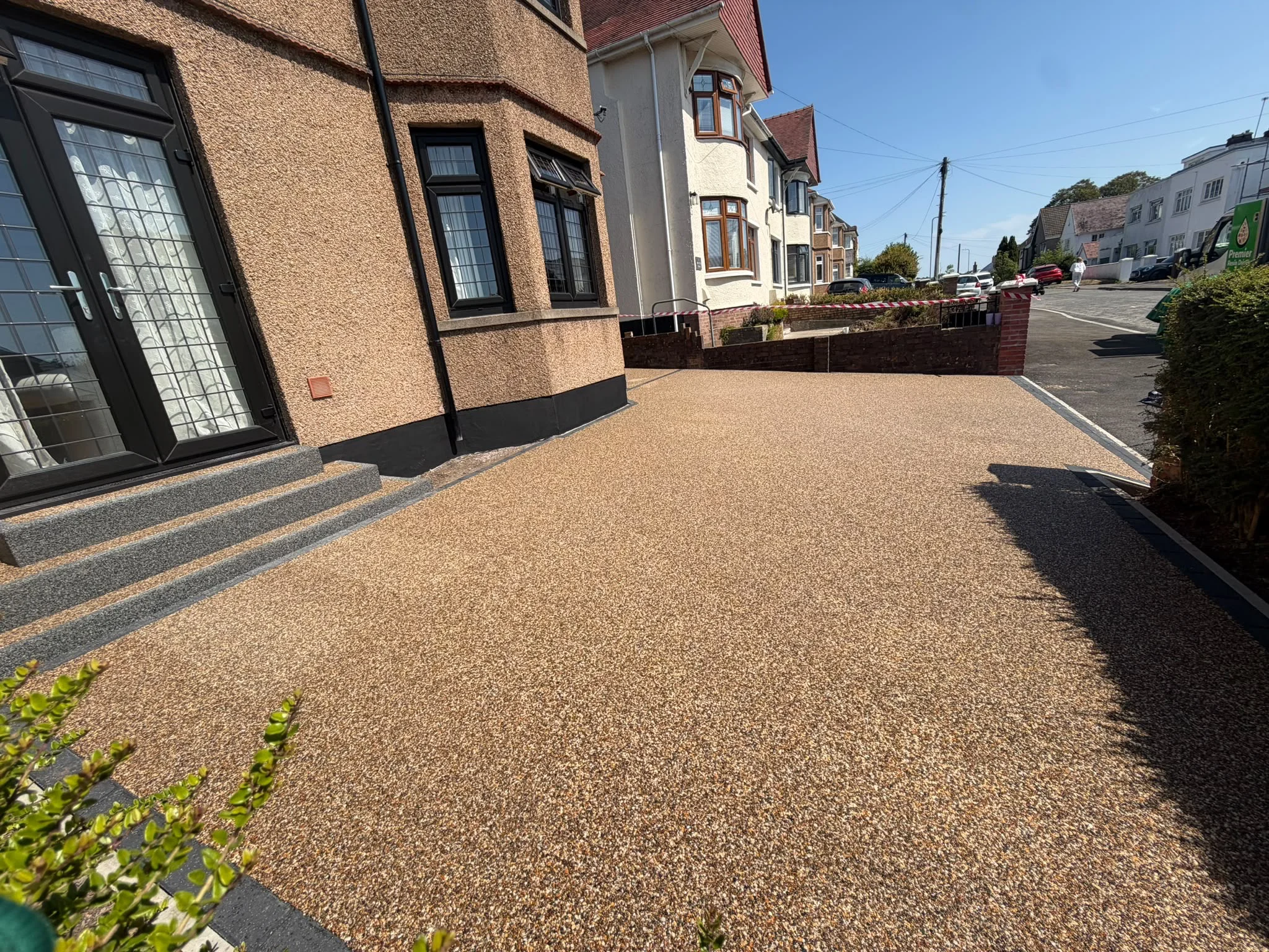 harvest gold resin drive in Bridgend - side view