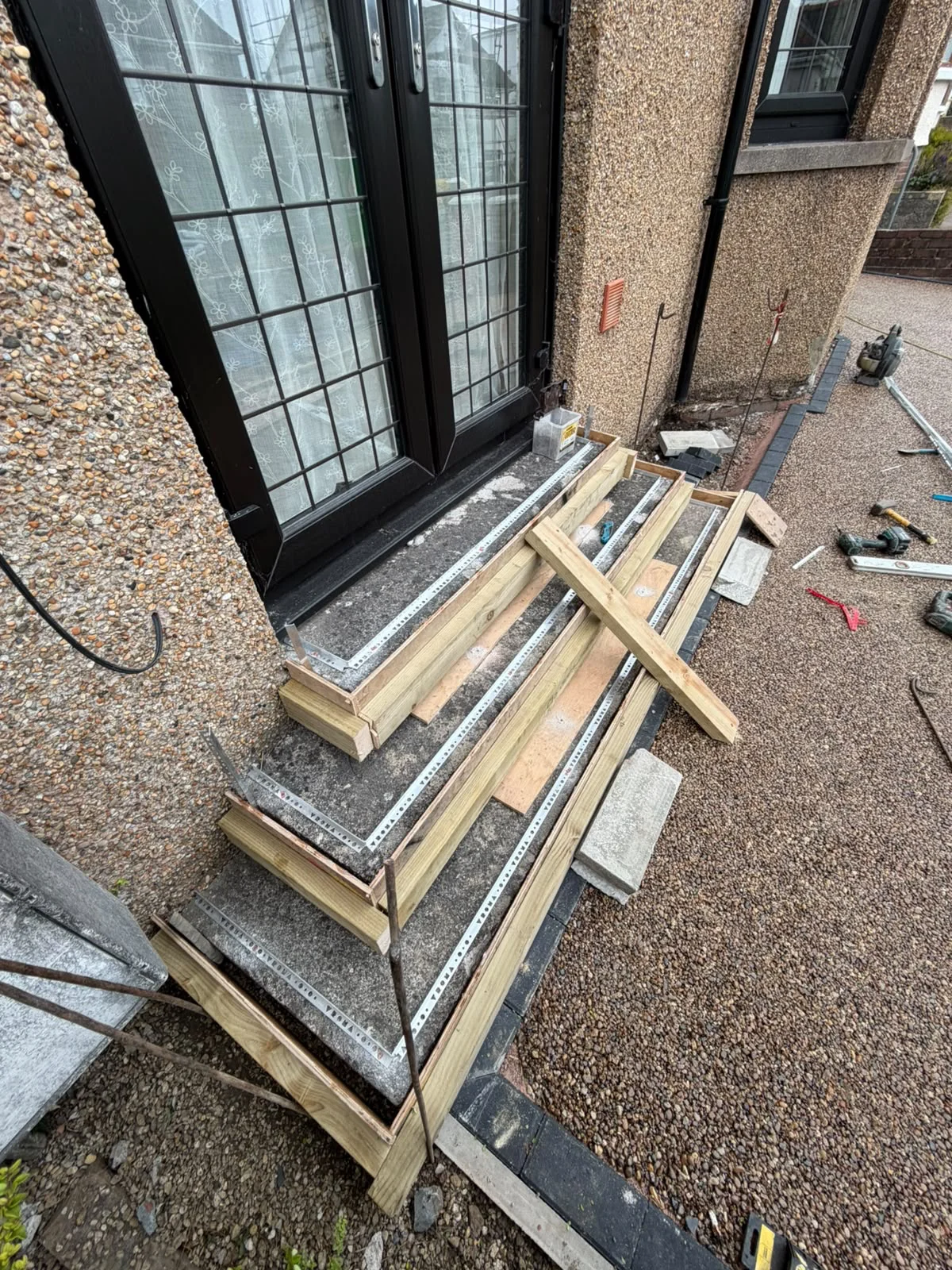 wooden frames in place ready to lay resin bound surface